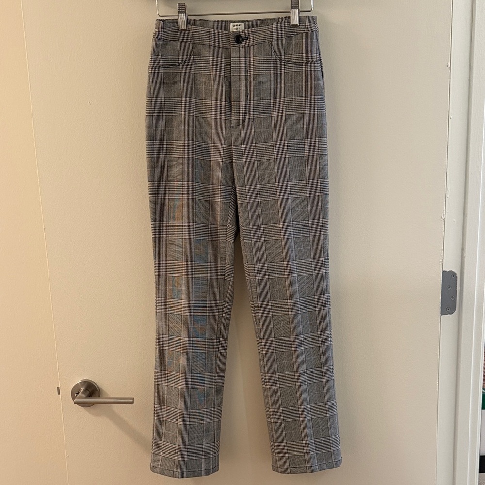 Sunday Best Gray Plaid Women's Straight Leg Pants